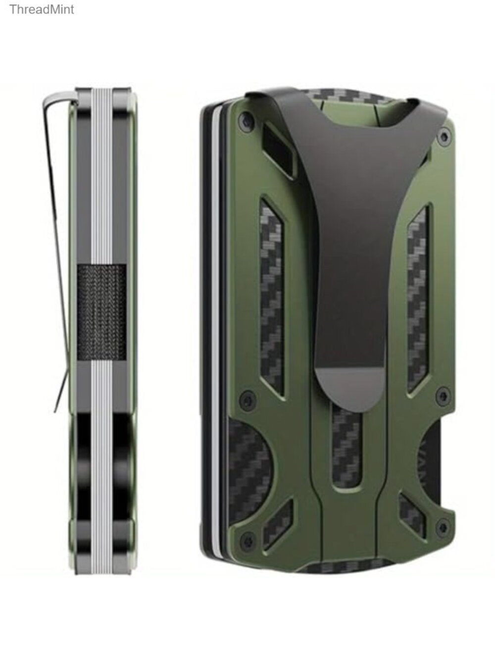 Slim Minimalist Carbon Fiber RFID Blocking Wallet Money Clip Holds 12 Cards